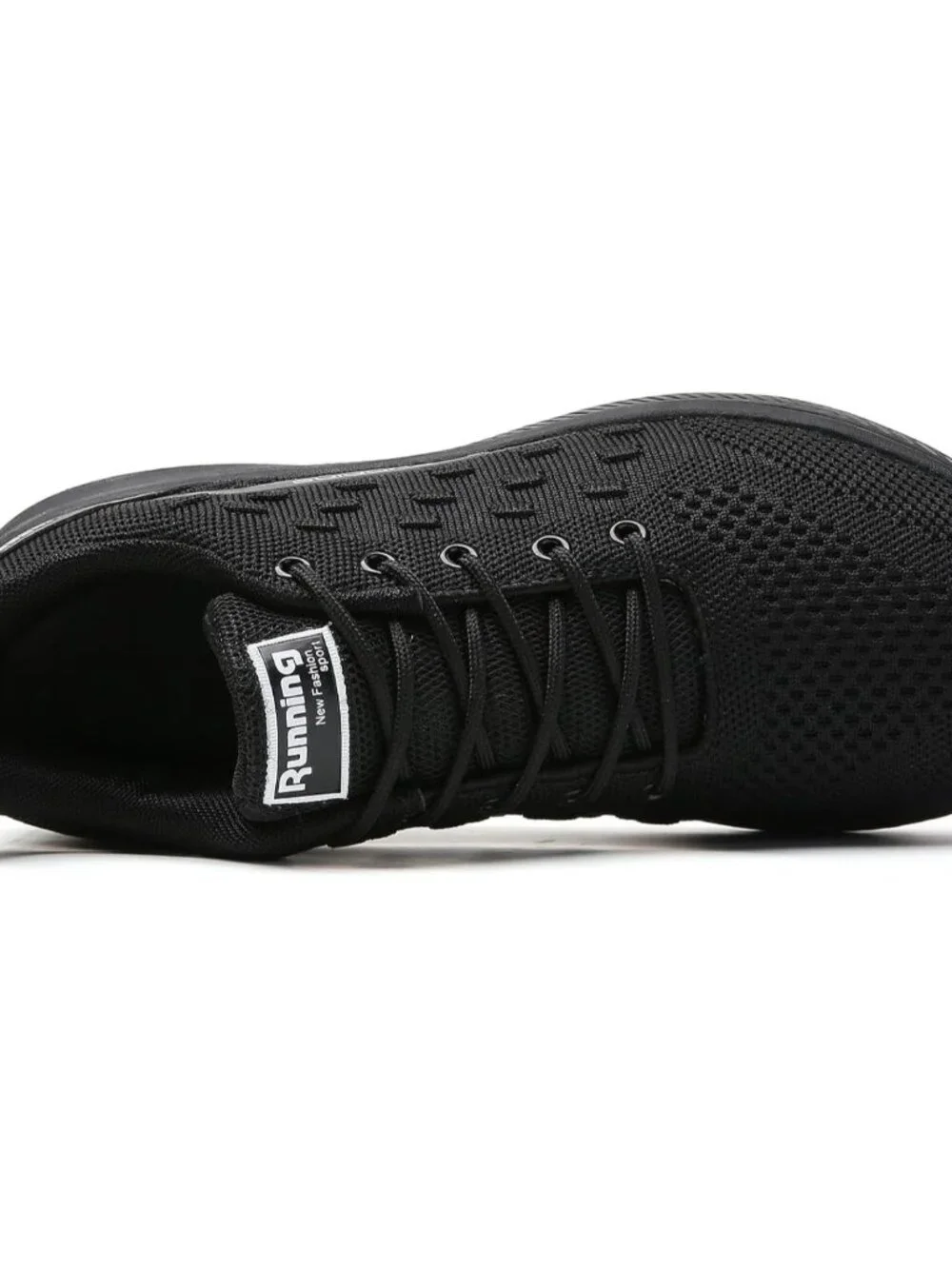 Women's All Black Mesh Sneakers Athletic Running Walking Shoes Lace-up